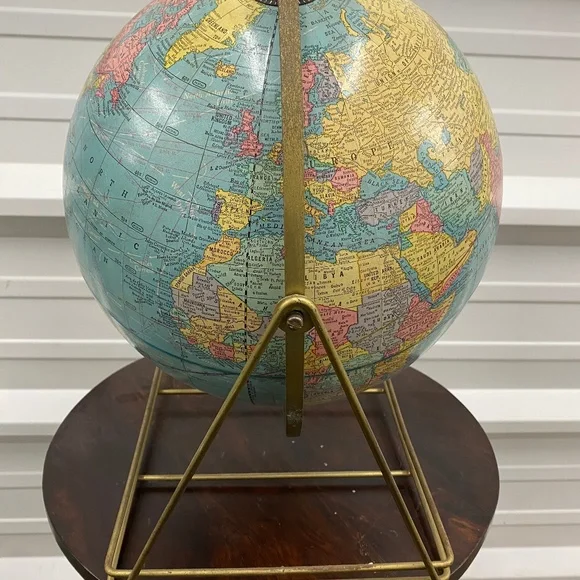 Vtg Crams Imperial 12 Inch World Globe Aviation Routes Metal Base USSR 1960’s